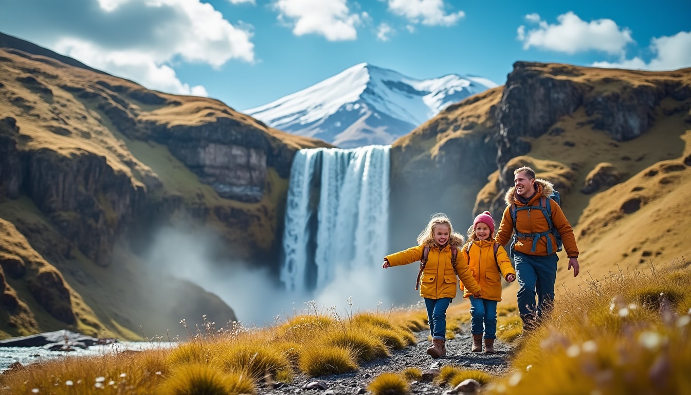 partez à l'aventure en famille en islande et explorez les paysages époustouflants de cette île nordique. des geysers aux glaciers, vivez des expériences inoubliables ensemble dans un cadre sauvage et fantastique.