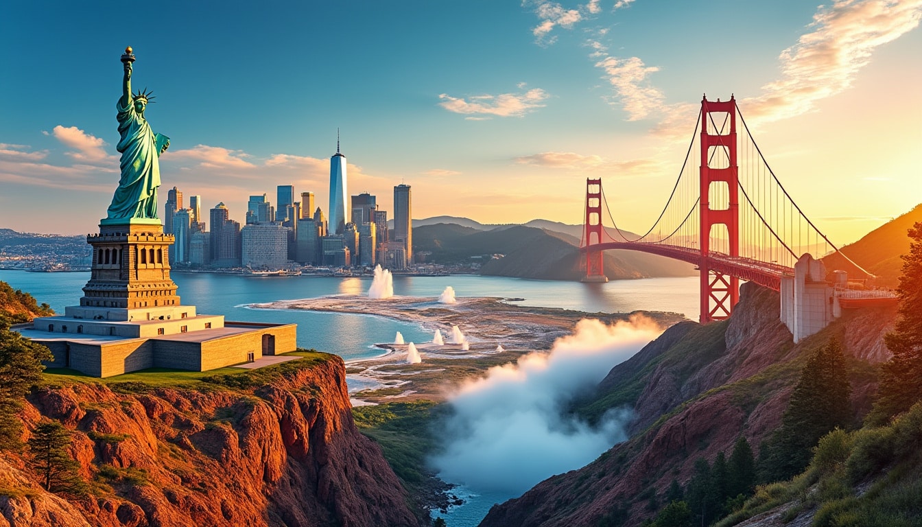 partez pour un voyage inoubliable aux états-unis ! découvrez les meilleures destinations incontournables, des paysages à couper le souffle aux villes vibrantes. rejoignez-nous pour une aventure parfaitement organisée qui répond à toutes vos envies d'évasion.